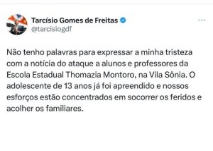 Twitter: Tarcísio Freitas