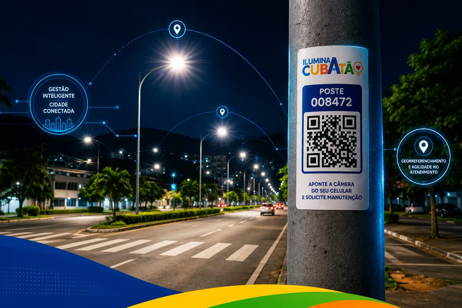 Programa coloca QR Code em 14 mil postes e moderniza iluminação pública